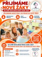 Přijímáme nové žáky do 1.–5. třídy pro rok 2026/2027